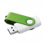 Memória usb branca 3.0 com clipe colorido cor verde