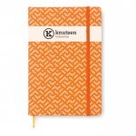 Caderno de bolso de páginas com riscas cor cor-de-laranja impresso