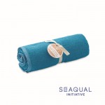 Toalha SEAQUAL® algodão e poliéster reciclado 500 g/m2 de 70x140cm cor turquesa