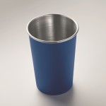 Copo reutilizável de aço inoxidável reciclado 300ml cor azul real vista fotografia terceira vista