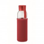Garrafa de vidro reciclado com manga e tampa antifugas 500ml cor vermelho