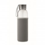 Garrafa de vidro reciclado com manga e tampa antifugas 500ml cor cinzento-escuro quarta vista