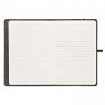 Caderno de feltro rPET com papel reciclado, folhas A5 pautadas cor cinzento-escuro quinta vista