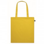 Saco de compras em algodão com alças compridas Fairtrade 140 g/m2 cor amarelo segunda vista