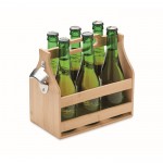 Caixa de bambu para cerveja com abre-caricas e capacidade 6 garrafas cor madeira segunda vista