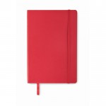 Caderno de PU reciclado com fita marcadora e bolso interior A5 cor vermelho quarta vista