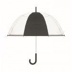 Guarda-chuva transparente com 1 painel de poliéster e cabo de borracha 23'' cor preto