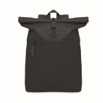 Mochila de poliéster com fecho roll top para laptop 15'' cor preto