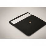 Saco para laptop 15'' de algodão com fecho de botão de bambu 120 g/m2 cor preto vista fotografia terceira vista