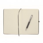 Caderno de couro reciclado com capa dura e caneta de tinta azul cor preto quarta vista