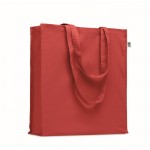 Saco de algodão orgânico de cores com alças longas e reforço 220 g/m2 cor vermelho