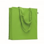 Saco de algodão orgânico de cores com alças longas e reforço 220 g/m2 cor verde-lima