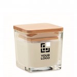 Vela em recipiente de vidro com tampa de bambu de diferentes aromas 50g vista principal