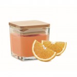 Vela em recipiente de vidro com tampa de bambu de diferentes aromas 50g cor cor-de-laranja quinta vista