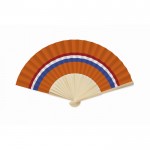 Leque de bambu com design de diferentes bandeiras europeias cor cor-de-laranja