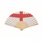 Leque de bambu com design de diferentes bandeiras europeias cor marfim