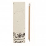 Lápis clássico com borracha de apagar apresentado em papel de sementes cor branco terceira vista