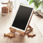 Suporte para tablet em bambu personalizável cor madeira segunda vista de ambiente