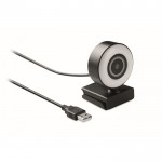 Webcam com microfone e anel luminoso cor preto