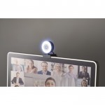 Webcam com microfone e anel luminoso cor preto segunda vista conjunto