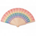Leque de madeira arco-irís cor multicolor primeira vista