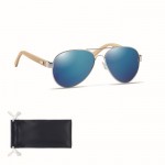 Óculos de sol com hastes de bambu cor azul