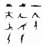 Dado com onze posturas de yoga cor preto sexta vista