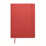 Caderno com papel reciclado folhas pautadas cor vermelho primeira vista