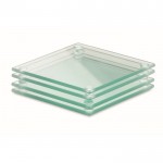 Quatro bases para copos de vidro reciclado cor transparente