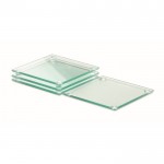 Quatro bases para copos de vidro reciclado cor transparente primeira vista