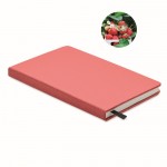 Caderno ecológico personalizado com sementes cor vermelho