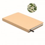 Caderno ecológico personalizado com sementes cor bege