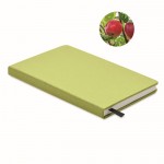 Caderno ecológico personalizado com sementes cor verde-lima