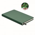 Caderno ecológico personalizado com sementes cor verde-escuro