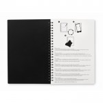 Caderno com caneta apagável, 18 folhas cor preto quinta vista