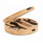 Kit de várias ferramentas em estojo redondo cor madeira