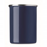 Caneca de metal esmaltada de design vintage cor azul terceira vista