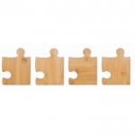 Set de bases para copos 4 peças de puzzle cor madeira sexta vista