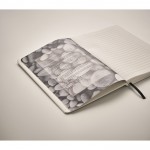Caderno reciclado com papel de pedra cor branco vista de detalhe 3