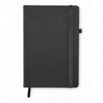 Caderno com capa e papel reciclados cor preto primeira vista