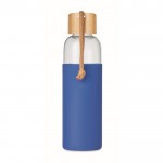 Garrafa de vidro com tampa de bambu e asa cor azul real quinta vista