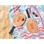Kit de raquetes de praia com bola cor madeira vista conjunto principal