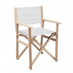 Cadeira de realizador, madeira, dobrável, praia ou campismo, máx. 80 kg cor branco