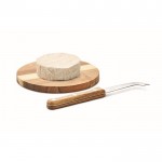 Conjunto de tábua de queijos de madeira de acácia, pequena com faca cor madeira quarta vista