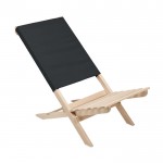 Cadeira de praia, de madeira, dobrável, de assento baixo, máximo 95 kg cor preto