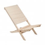 Cadeira de praia, de madeira, dobrável, de assento baixo, máximo 95 kg cor bege