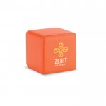 Cubo anti-stress personalizado com logotipo cor cor-de-laranja quarta vista com logotipo