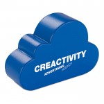Artigo anti-stress em forma de nuvem cor azul quarta vista com logotipo