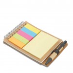 Caderno com caneta e tiras adesivas cor bege segunda vista