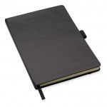 Caderno promocional com caneta cor preto segunda vista